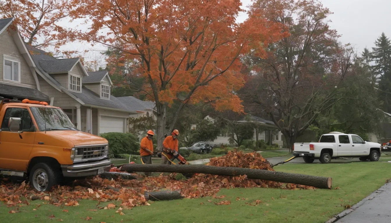 A local tree removal provider working to clear a fallen tree from a house in Cedar Lake after a storm